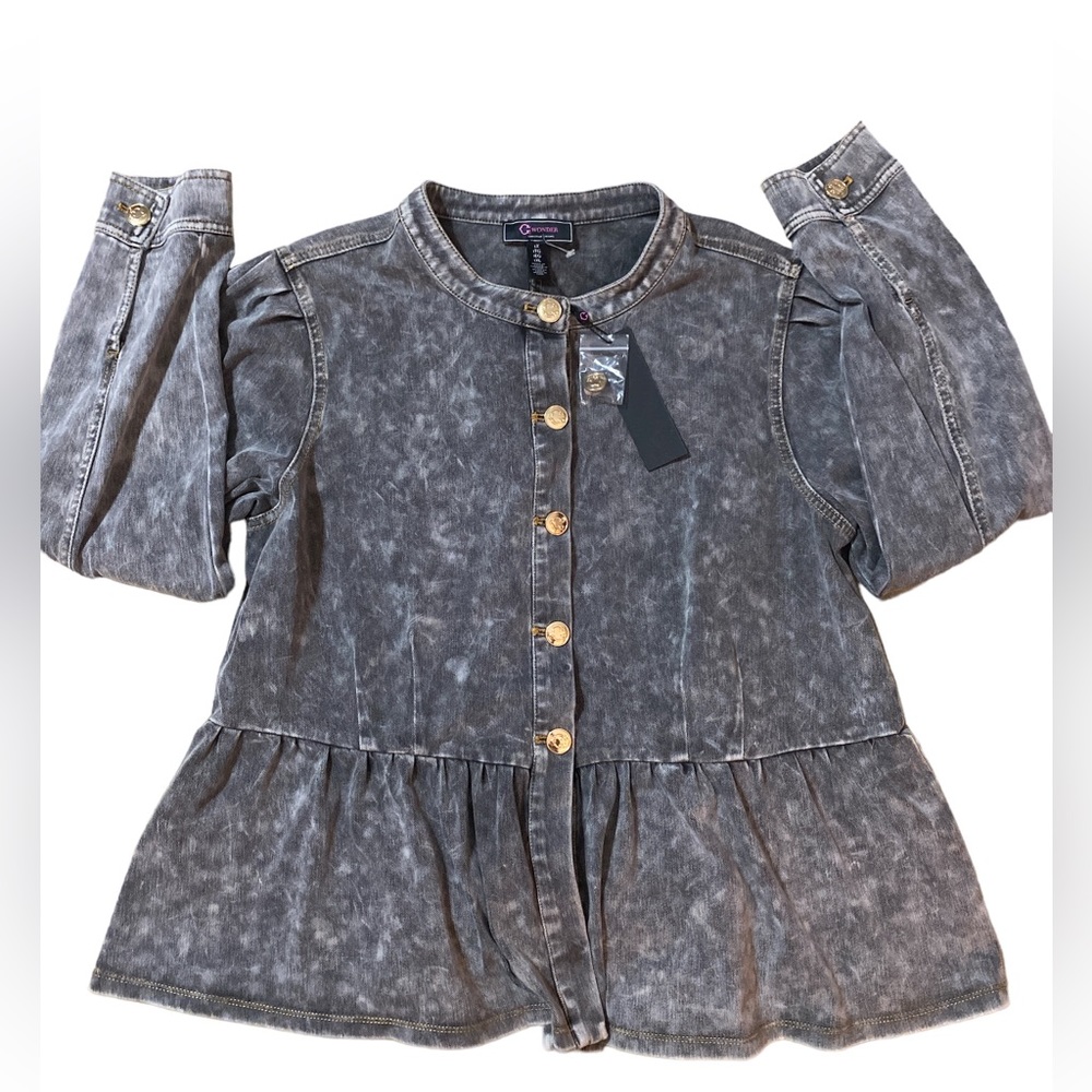 Shacket Grey mineral wash peplum  1x new with tags by Cristian Siriano C Wonder